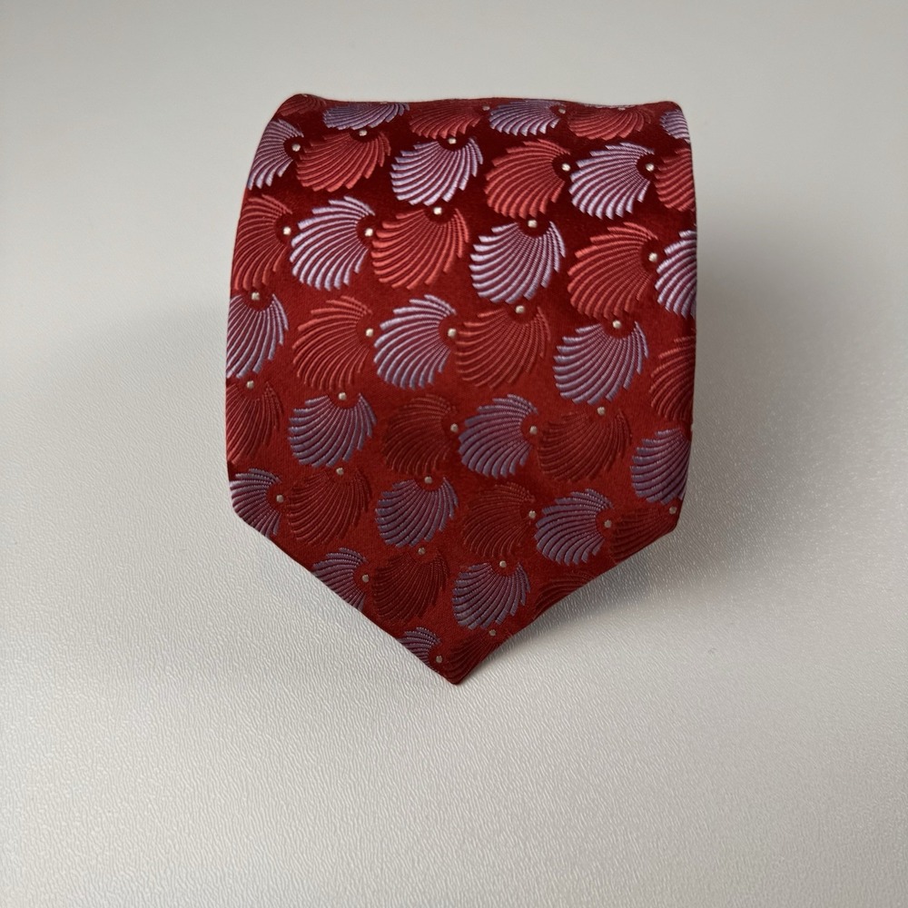 Ted Baker Men's Red & Pink Geometric Pattern on Red Tie